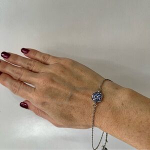 Beautiful Rustic Cuff 925 Silver Purple Adjustable Bracelet